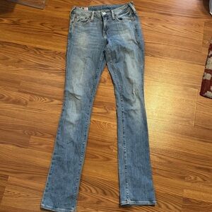 True Religion Classic Denim Blue Flare Jeans Low Rise Size‎ 26 MADE IN USA Flag